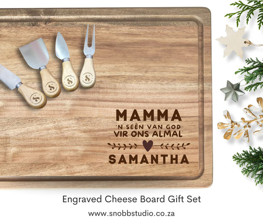 Cheese Board & Knives Set : Mamma n seën van God